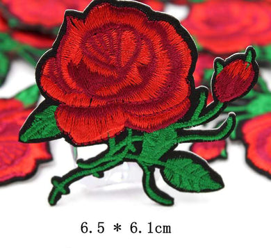 Red Rose Iron On Patch- Plant Flower Nature Applique Crafts Badge Patches HD187 - HanDan Patches