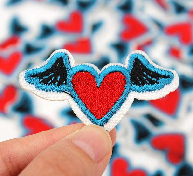 Heart With Wings Iron On Patch- Red Angel Applique Crafts Badge Patches HD219 - HanDan Patches