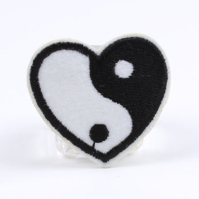Yin And Yang Heart Iron On Patch- Peace Embroidered Applique Badge Patches HD229 - HanDan Patches