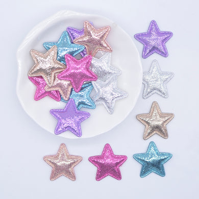 100x Mini Stars Padded Sew On Patches- Glitter Rainbow Embroidered Patch Embellishment Crafts - HanDan Patches