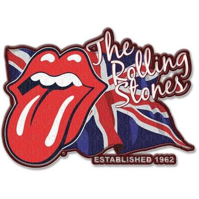 Officially Licensed Rolling Stones UK Flag Lips Iron On Patch Music Rock Embroidered Patches
