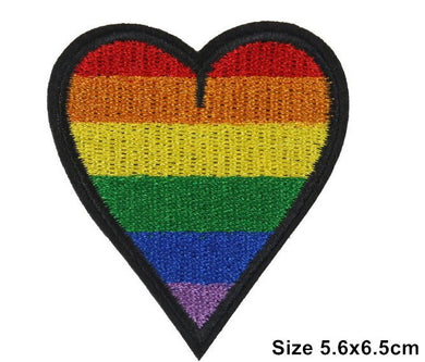 Rainbow Heart Iron On Patch- LGBTQ Pride Peace Badge Embroidered Applique - HanDan Patches