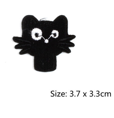 Black Cat Embroidered Iron On Patch- Animal Pet Kitten Sew Badge - HanDan Patches