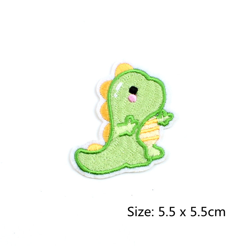 Green Dinosaur Embroidered Iron On Patch- Cute T-Rex Kids Jurassic Sew Badge - HanDan Patches