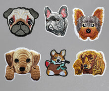 Load image into Gallery viewer, Dog Puppy Iron On Patch- 6 Designs- Pug Spaniel Applique Badge Patches
