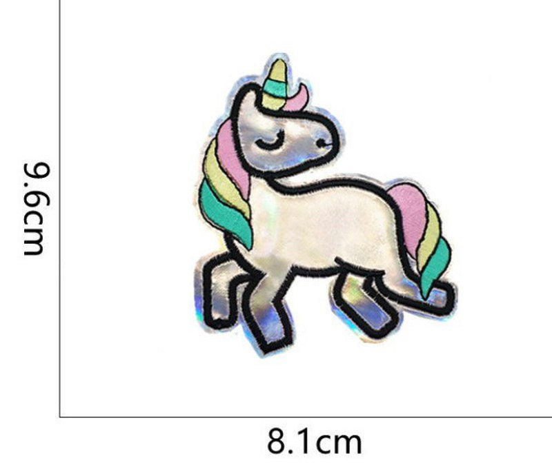 Rainbow Shine Effect Unicorn Iron On Patch- Reflective Embroidered Appliques Badge Fantasy