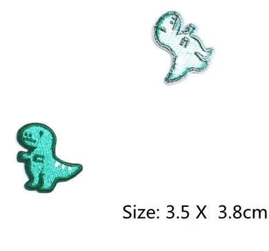 Mini Green Dinosaur Embroidered Iron On Patch- Cute Kids Dino T-Rex Jurassic Badge - HanDan Patches